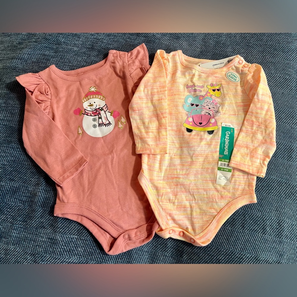2 Long Sleeved Bodysuits 6-9 Months